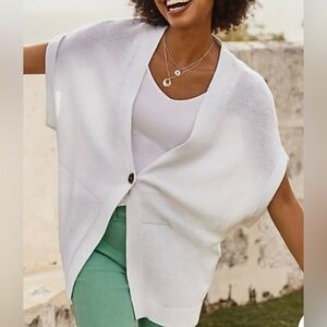 J. Jill White Women's Cardigan Sweater short sleeve size large NEW